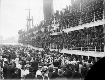 Image: Troops on board ship, departing for World War I