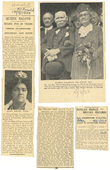 Image: [Selection of four newsclippings about Tonga and Tongans. 1938-1939]