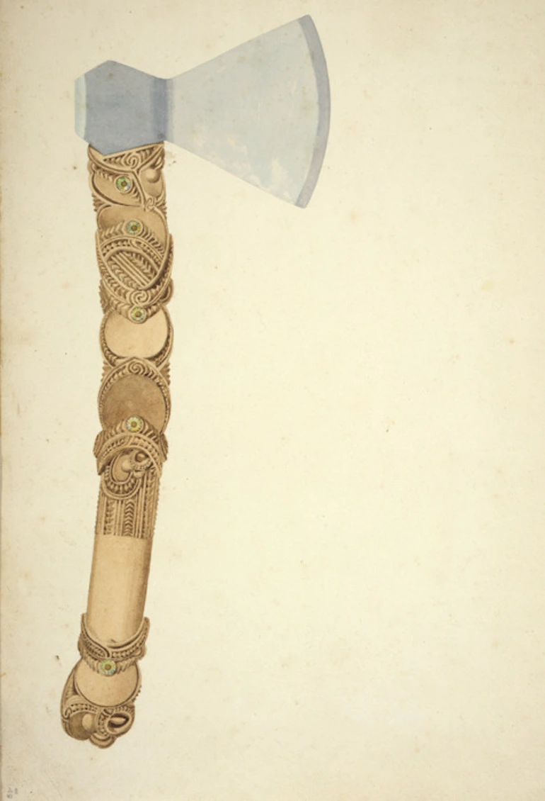 Image: [Brees, Samuel Charles] 1810-1865 :[Study of carved axe handle. Between 1842 and 1845]