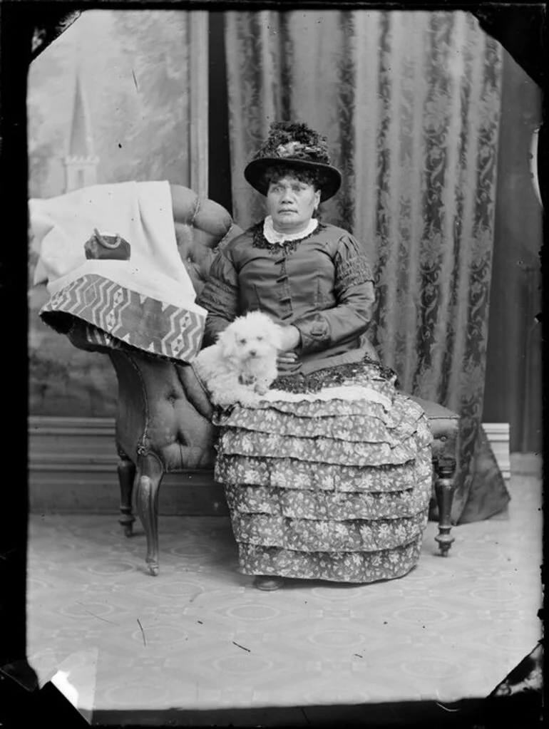 Image: Unidentified Maori woman with dog