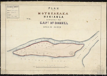 Image: [Creator unknown] :Plan of Motukaraka Hokianga surveyed for Capt. McDonnel[l] [ms map]. [184-?]