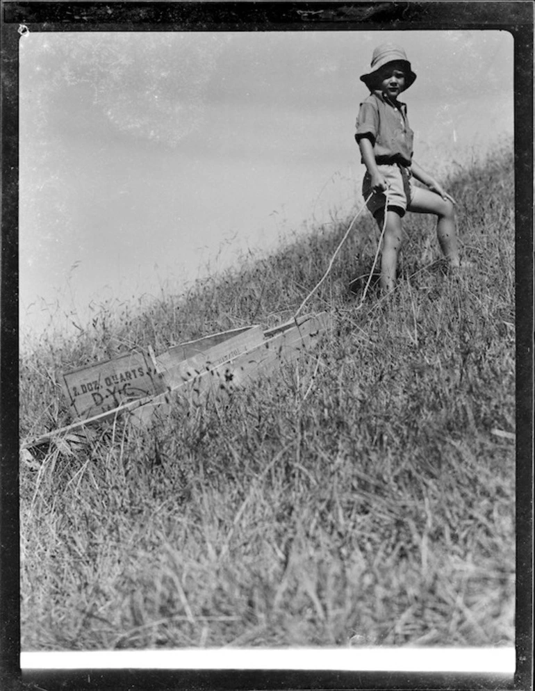 Image: Robert Wells with grass sled