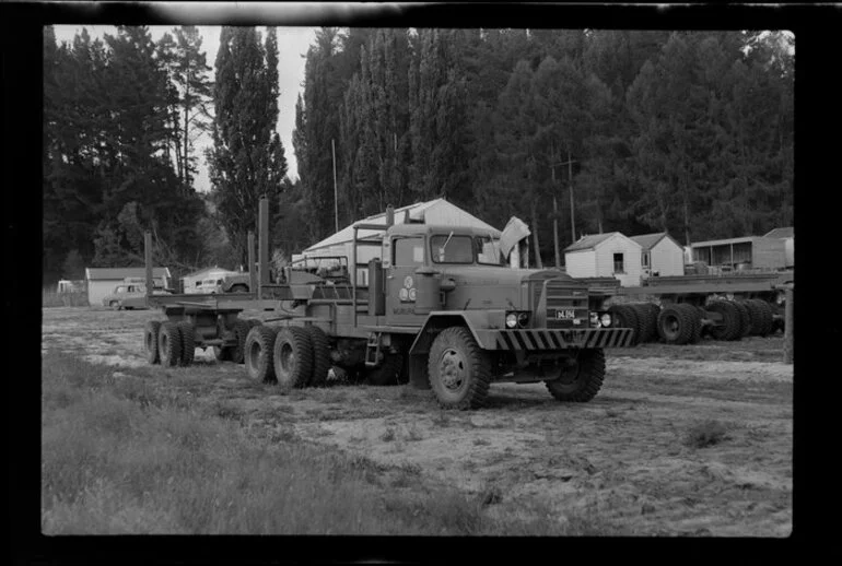 Image: Logging truck in camp, Kawerau