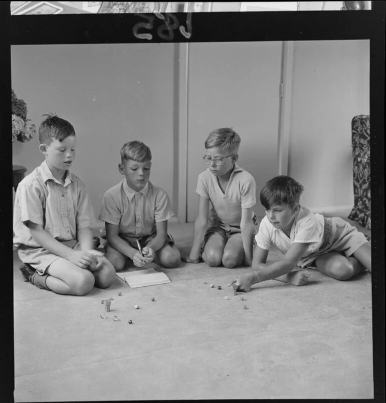 Image: Marbles played by boys in the form of cricket, Wellington