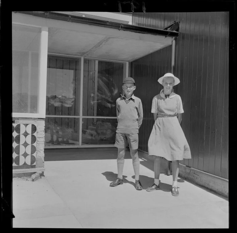 Image: School students at the opening of Onslow College, Johnsonville, Wellington