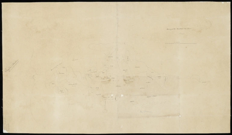 Image: Hogan, Patrick Joseph 1804-1878 :Waingaroa Harbour and track [ms map]. [by] P J Hogan. [185-?]