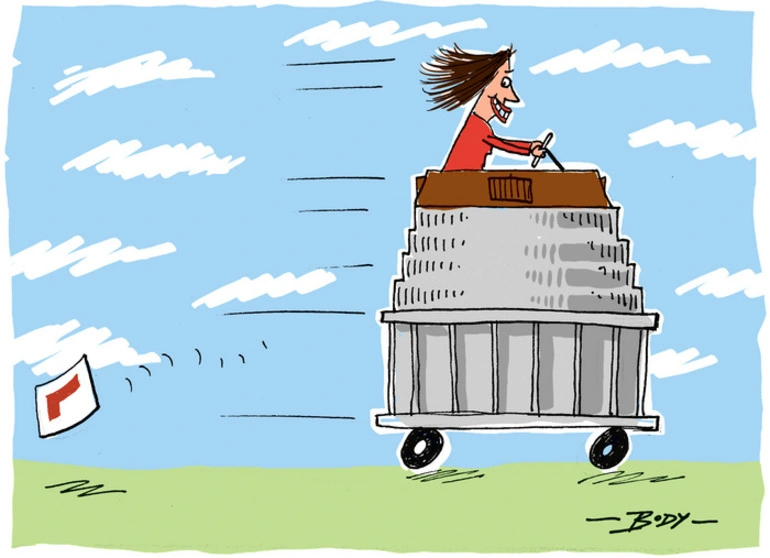 Image: [Jacinda Ardern driving Parliament]