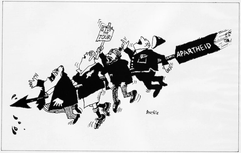 Image: Brockie, Bob, 1932- :Apartheid. Stop the tour. 4 August 1981.