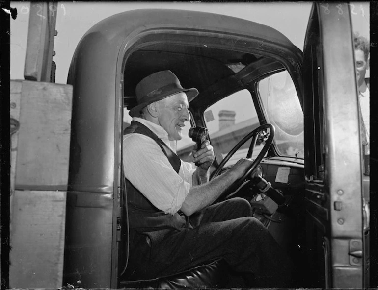 Image: Man and truck radio, Petone