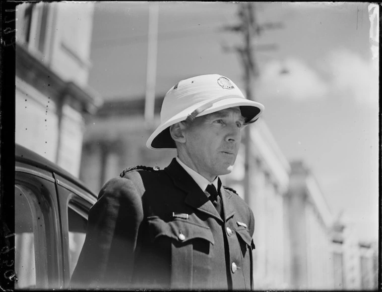 Image: Policeman wearing summer helmet