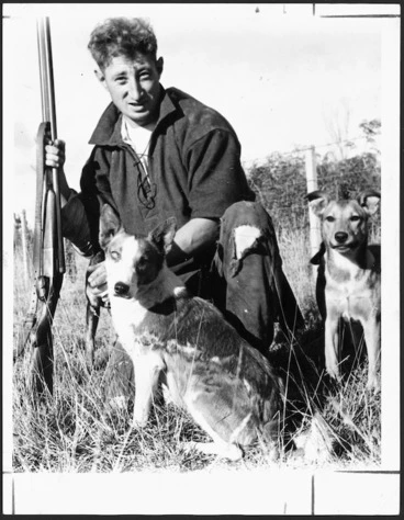 Image: Author Barry Crump, while rabbitting at Reporoa