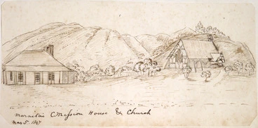 Image: Taylor, Richard, 1805-1873 :Maraitai C. Mission house and church, May 5 1847