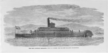 Image: [Illustrated London News] :The iron gun-boat Rangariri, built at Sydney for the New Zealand Government. - [London ; Illustrated London News, 1864?]