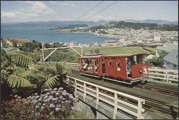 Image: Kelburn Cable Car, Wellington, N.Z. Colourchrome series W.T. 361, printed by Whitcombe and Tombs Ltd for the Felicity Card Co. Ltd