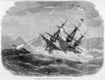 Image: Illustrated London news :The wreck of H. M. S. Orpheus on Manukau Bar, New Zealand. [London, 1863]