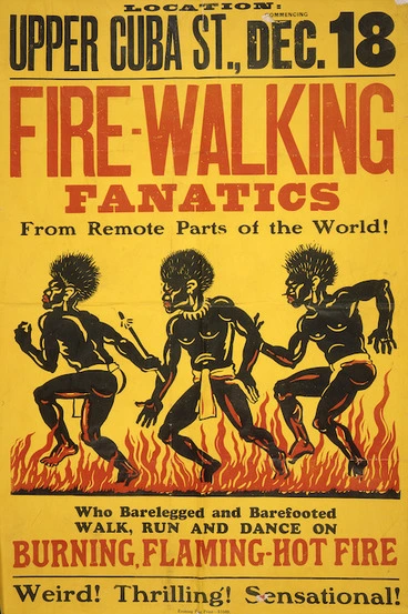 Image: Fire-walking fanatics from remote parts of the world! Upper Cuba Street, Dec[ember] 18, [ca 1914].