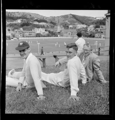 Image: Unidentified cricket team members, Basin Reserve, Wellington
