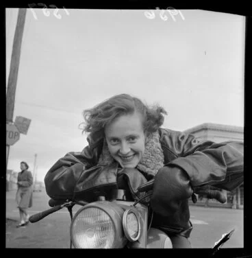 Image: Portrait of Dorothy Creak on her motorcycle