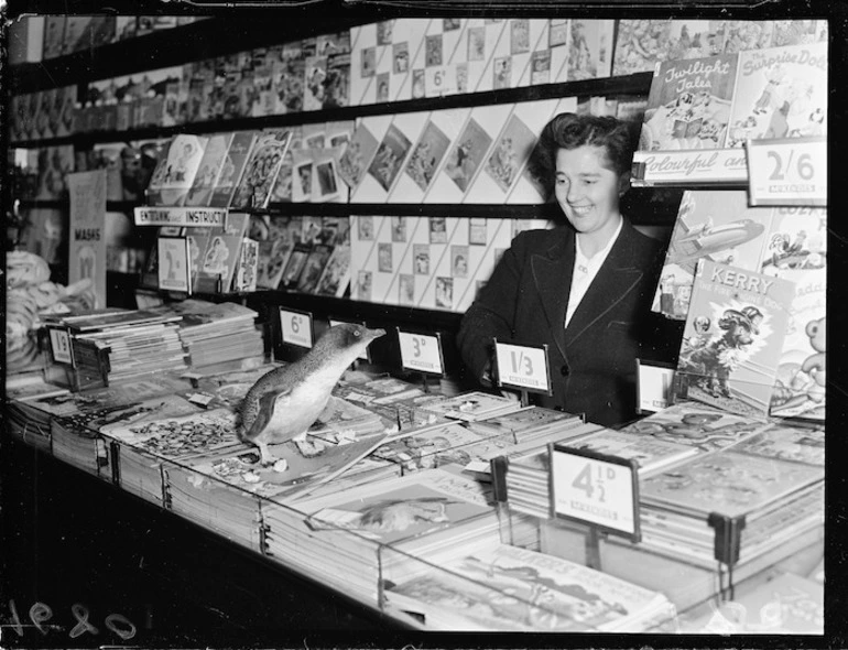 Image: Penguin and children's book counter in McKenzies department store