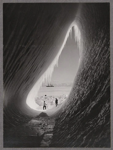 Image: Grotto in an iceberg, photographed during the British Antarctic Expedition of 1911-1913