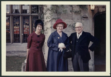 Image: Ernest Marsden with his wife and an unidentified woman, Manchester University