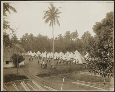 Image: Camp of New Zealand railway engineers, Apia, Samoa - Photograph taken by Alfred John Tattersall