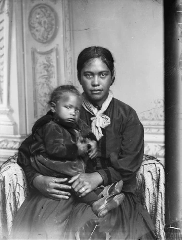 Image: Maori woman and child, Hawkes Bay district