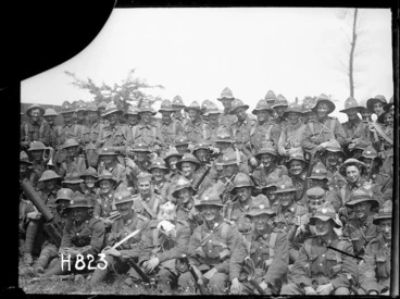 Image: A New Zealand battalion after the Battle of Messines, World War I