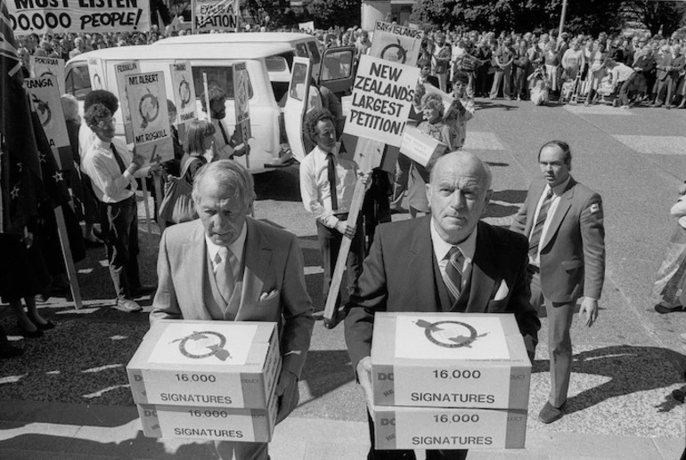 Image: Petition against homosexual law reform presented at Parliament, Wellington, New Zealand