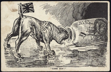 Image: Blomfield, William, 1866-1938 :"Come out!". "N.Z. Observer" postcard [1914].