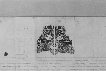 Image: Land deed signed with a chief's moko (facial tattoo).