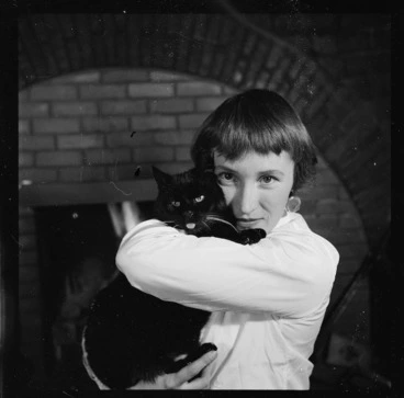 Image: Edith Campion holding a cat