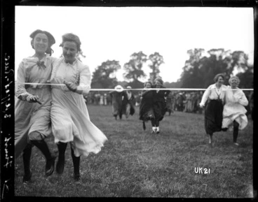 Image: Finish of the women's three legged race, England