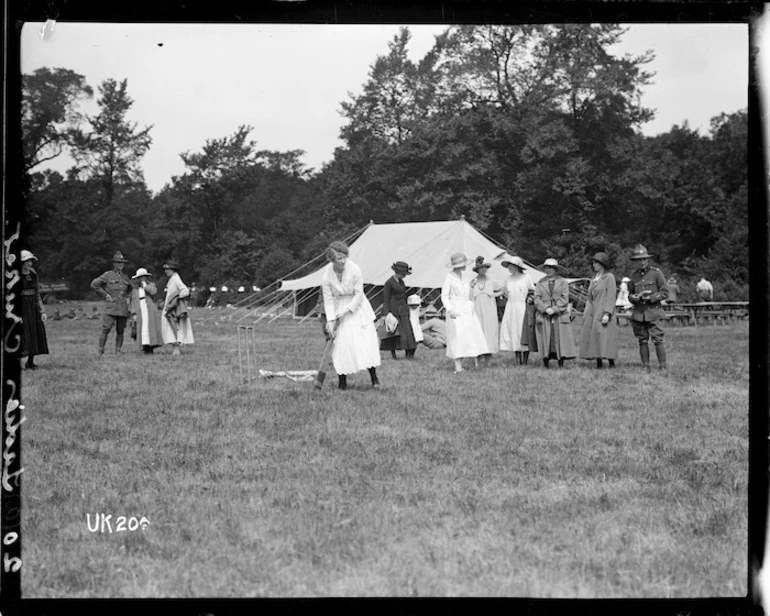 Image: Women's cricket an a New Zealand camp, World War I, England