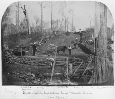 Image: Deviation on the road to Waikato, made by the Royal Artillery, through Williamson's Clearing