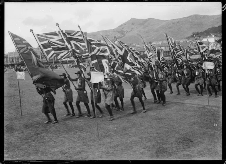 Image: Girl Guide and Scout rally, Basin Reserve, Wellington