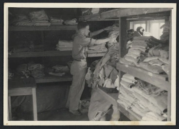 Image: Linen store at an undientified conscientious objector's detention camp