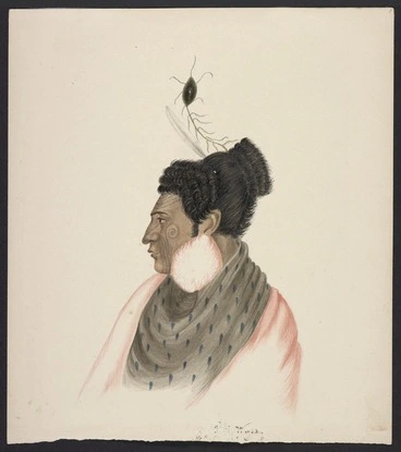 Image: [Coates, Isaac] 1808-1878 :[Rangihaeata, Rauparaha's fighting general. 1843?]