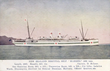 Image: [Postcard]. New Zealand hospital ship "Maheno", 5282 tons. [ca 1915].
