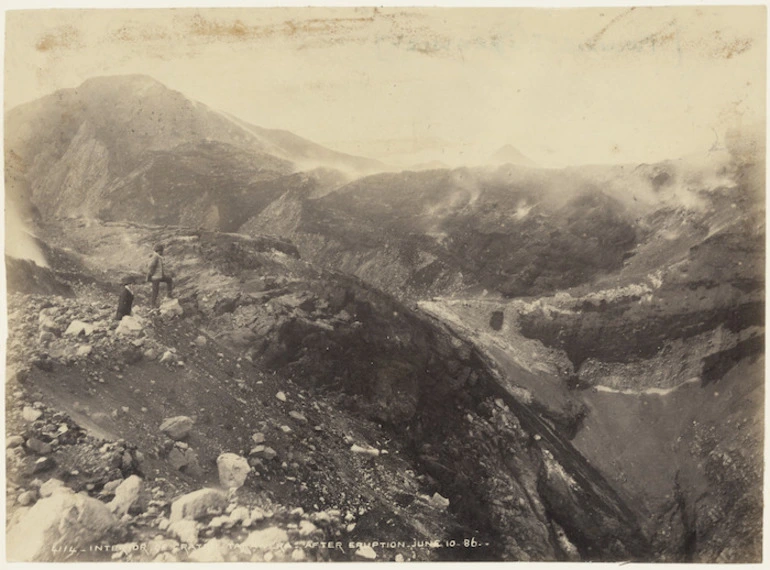 Image: Creator unknown : Photograph of the crater of Mount Tarawera after the 1886 eruption, taken by the Burton Brothers