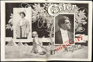 Image: Carter, Master magician, Opera House, Monday Feb[ruary] 17, [1908. Programme cover double spread].