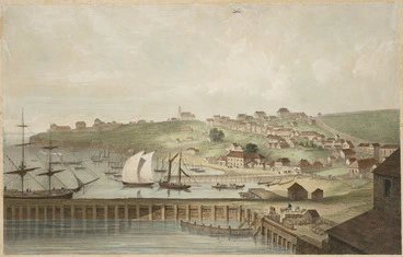 Image: Hogan, Patrick Joseph, 1804-1878 :No. 2, Auckland, New Zealand. (From Smales Point). Drawn by P. J. Hogan, 1852. Lith. by Standidge & Co., Old Jewry [London, 1852]
