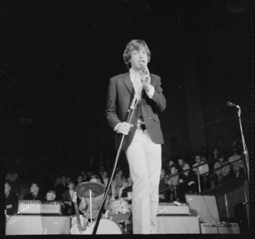Image: Rolling Stone Mick Jagger on stage at Wellington Town Hall