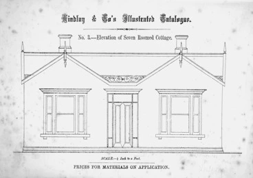 Image: Findlay & Co. :Findlay and Co's illustrated catalogue. No. 3. Elevation of seven roomed cottage. Scale 1/4 inch to a foot. Prices for material on application. [1874]