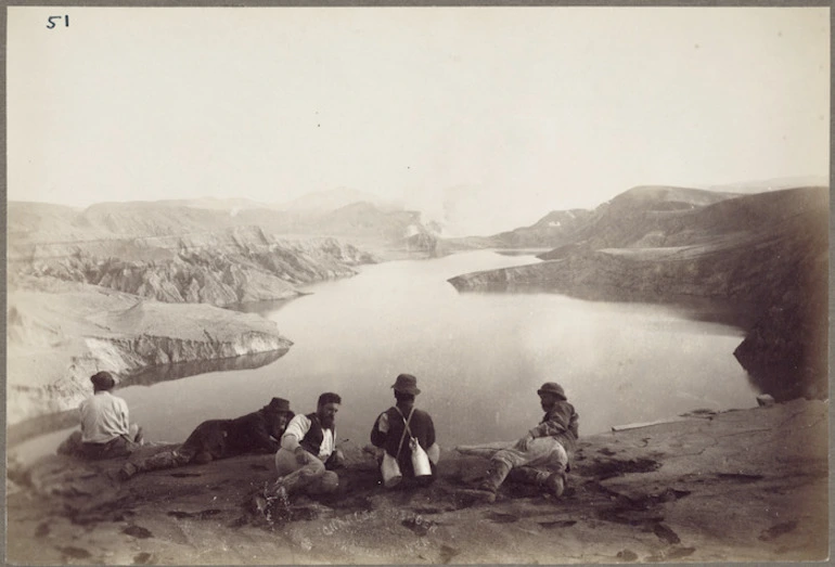 Image: New crater lake at Mount Tarawera after the 1886 eruption - Photograph taken by Charles S Spencer