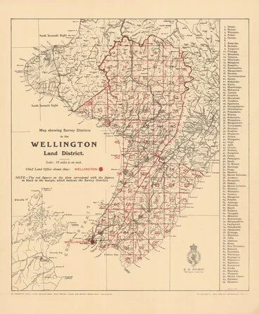 Image: Map showing survey districts in the Wellington Land District [electronic resource].