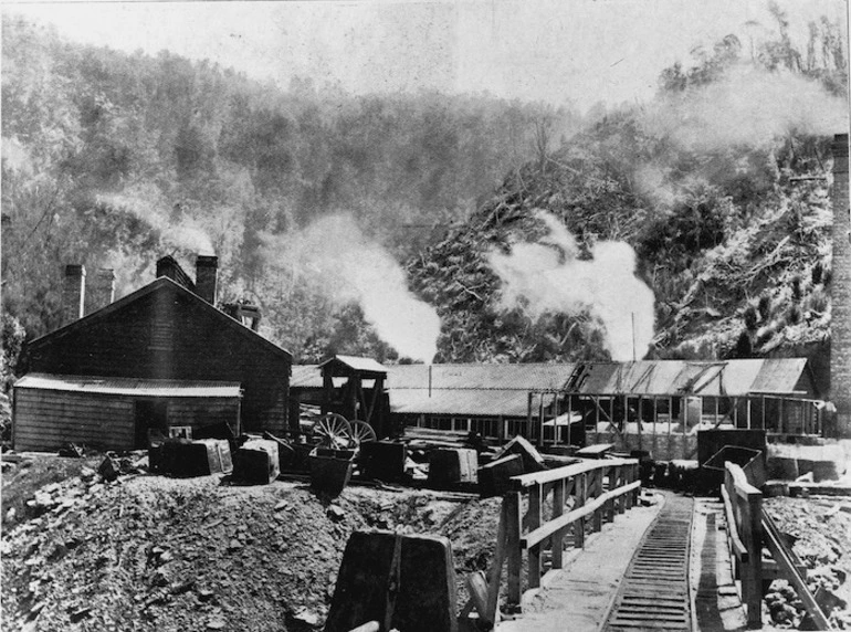 Image: Blackball Coal Mining company's enginehouse and workshops, Grey Valley