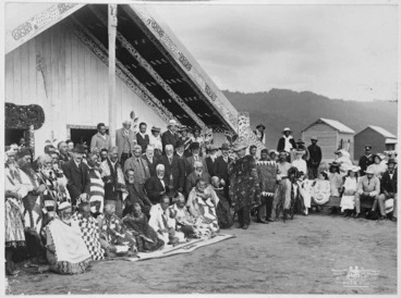 Image: New Zealand Tourist Department :Lord Ranfurly with principal chiefs of NZ, Ruatoki, 1904