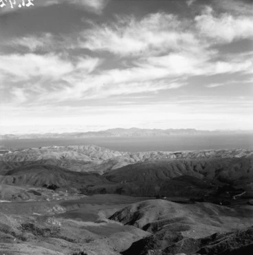 Image: Cook Strait, and the hills above Khandallah, Wellington