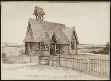 Image: Kinder, John, 1819-1903 :The chapel - S. Johns College near Auckland [187-]